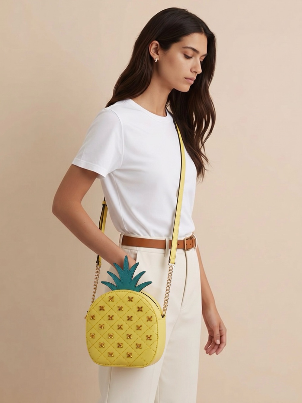 kate spade Yellow Pineapple Crossbody Bag with Teal Top NWOT